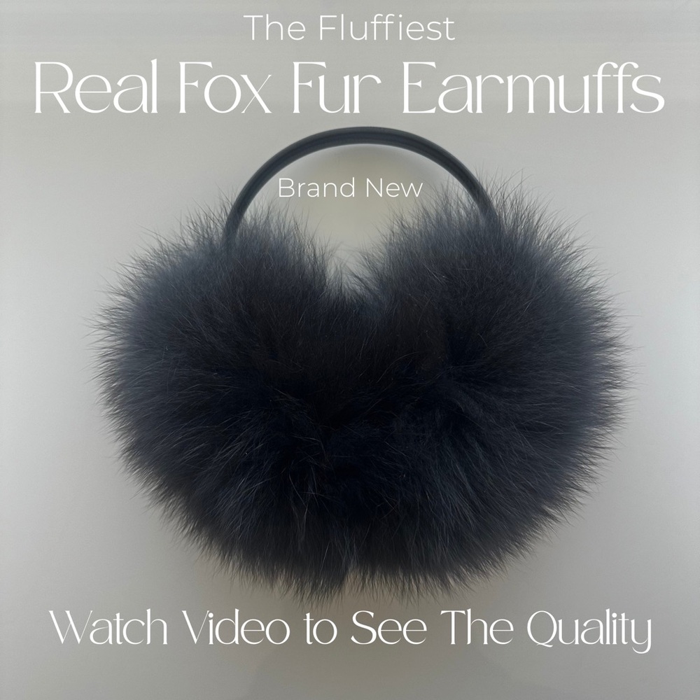 Real Fox Fur Earmuffs - Black